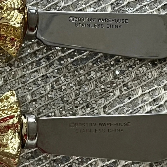 Boston Warehouse Tree Handles Cheese Spreaders Vintage Gold Tone Festive Holiday - Picture 2 of 5
